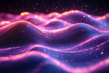 Poster - an abstract digital display where particles move in intricate patterns, creating a captivating visua