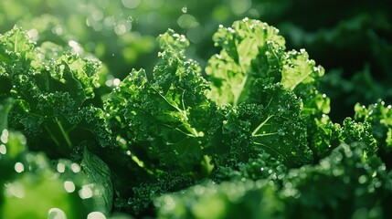 Sticker -   A macro of a cluster of lettuce with water droplets on the foliage in the foreground