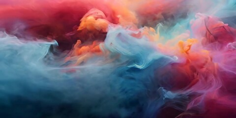 Poster - Abstract animation of soft orange and blue smoke swirling gently, suitable as a serene background.