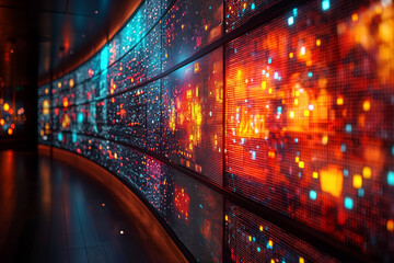 Fototapete - A set of magnetic tiles on a wall where each tile displays a different data visualization and can be rearranged. Concept of interactive and customizable information.