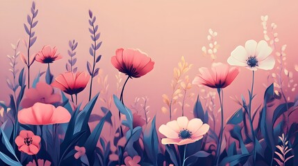 Wall Mural - An illustration of flowers
