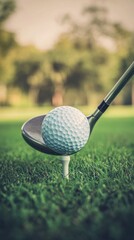 Wall Mural - Golf Ball on Tee at Sunset