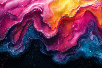 Poster - a dynamic animation of swirling colors that blend into intricate patterns, capturing attention and c