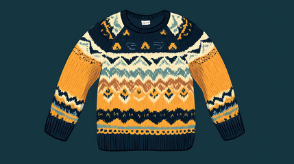 Poster - Colorful knitted sweater with geometric patterns.