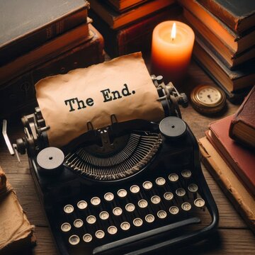 The end inscription on an antique typewriter