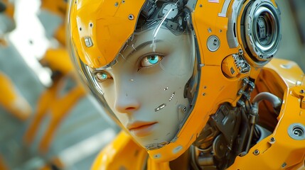 Canvas Print - yellow robot girl