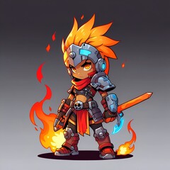 Sticker - Fiery Warrior Girl