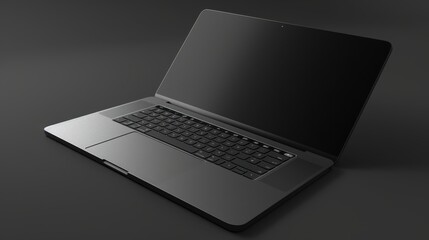 Poster - sleek modern laptop with black keyboard on dark background - high-resolution technology image