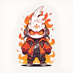 Sticker - Fiery Character Illustration