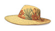 © Elnare - A straw hat with a floral print.