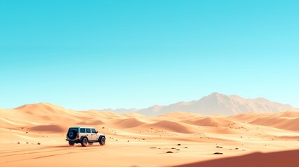 car driving through the dessert