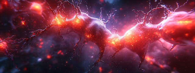 Wall Mural -  Human brain stimulation or activity with neuron close-up 3D rendering illustration. Neurology, cognition, neuronal network, psychology, neuroscience scientific concepts design 