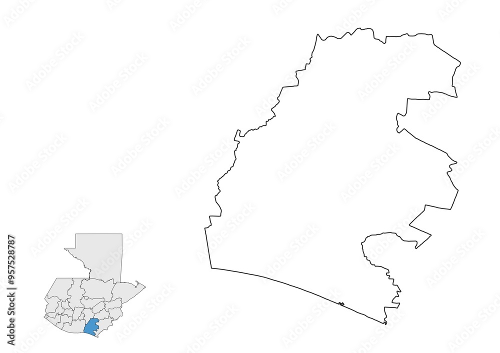 Mapa del departamento de Santa Rosa, Guatemala Stock Illustration ...
