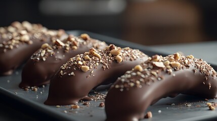 Wall Mural - Chocolate Covered Bananas with Almonds