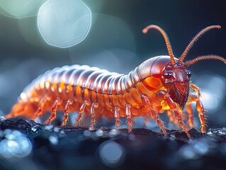 centipede isolated on abstract background