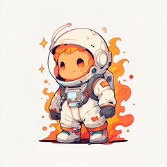 Poster - Cute Astronaut in Fire