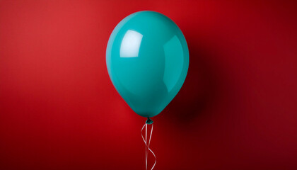 Cyan balloon on red background