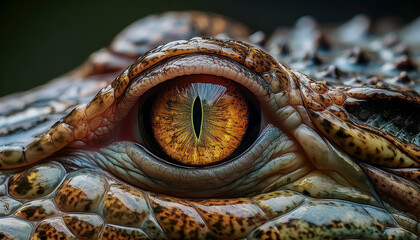 Detailed photograph of a crocodile iris