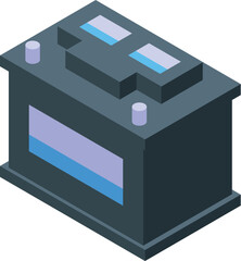 Poster - Isometric car battery icon providing power for a vehicle's electrical systems