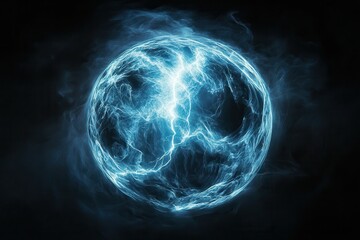 Wall Mural - A blue glowing orb with a lightning bolt in the center