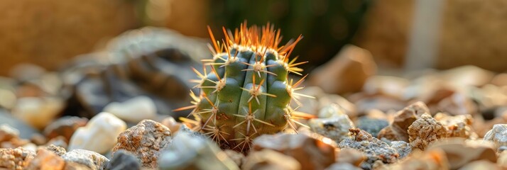 Canvas Print - Small Frailea castanea cactus with a brown stem