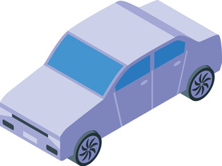 Poster - modern light purple sedan car parked presenting its left view isometric icon
