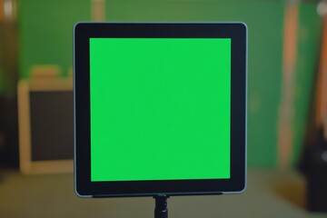 Green Screen Display Mounted on a Tripod