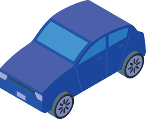 Poster - Blue sedan car standing, isometric view of automobile for transportation and travel