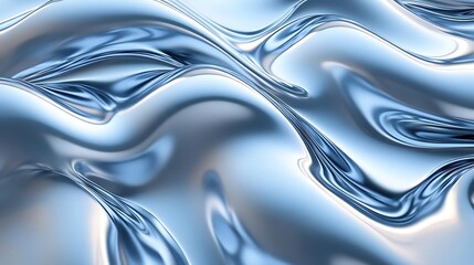 Wall Mural - Abstract 3D Metallic Blue Waves Background