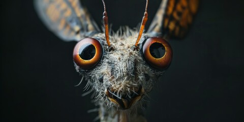 Canvas Print - A close-up view of an insect's face. AI.