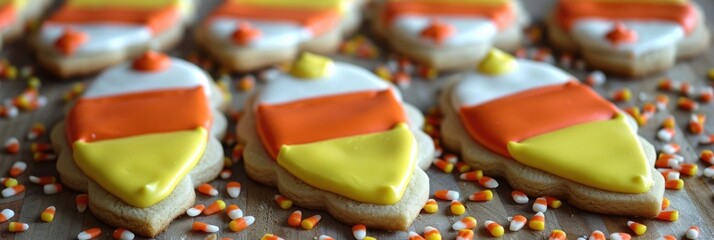 Canvas Print - Colorful Candy Corn Sugar Cookies for Autumn Celebrations