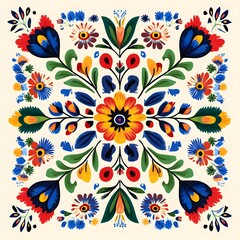 86. **Hungarian folk art pattern with traditional floral and geometric elements.**