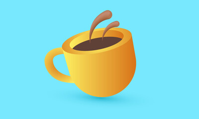 Wall Mural - 3d blue yellow cup coffee icon new idea design vector