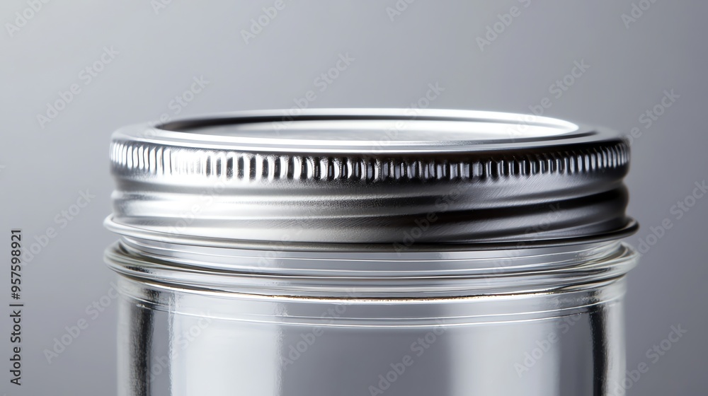 Close-up of a Silver Lid on a Glass Jar