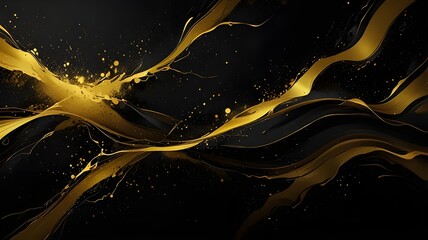 Canvas Print - black and gold abstract art desktop background wallpaper