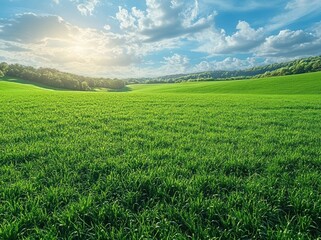 Poster - Green Field Under a Blue Sky