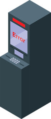 Poster - Atm machine showing error message on screen, isometric illustration