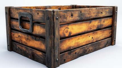 Rustic Wooden Crate with Metal Handle