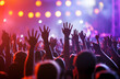 © ZenArt - Enthusiastic crowd cheering at a lively concert under bright lights.