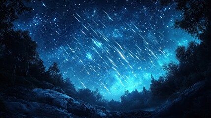 Poster - Night Sky with Shooting Stars