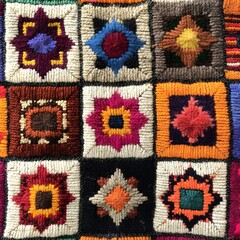 Wall Mural - 25. **Peruvian alpaca wool pattern with colorful, traditional motifs.**