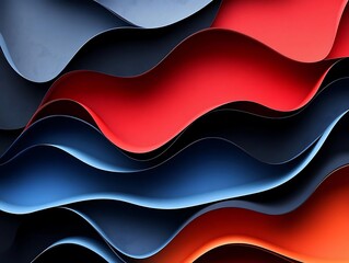 Wall Mural - Abstract 3D Wavy Background with Red, Blue, and Orange Colors