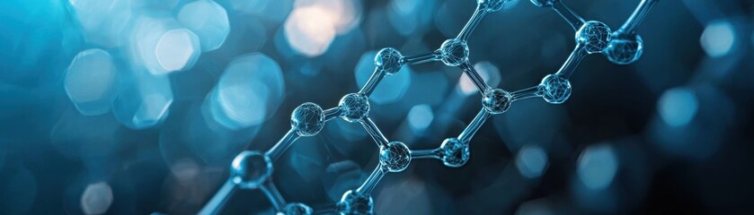 close-up of molecular structure with blue bokeh effect, perfect for science, technology, and chemist