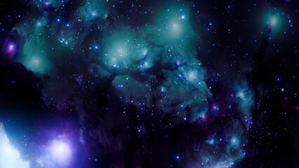 Wall Mural - Ethereal Cosmic Nebula Background with Stars and Planets