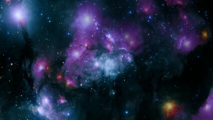 Wall Mural - Ethereal Cosmic Nebula Background with Stars and Planets