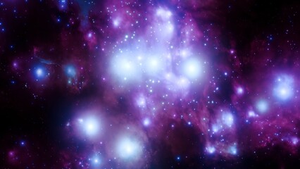 Wall Mural - Fantasy Outer Space Nebula Background with Stars and Planets