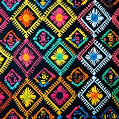 Wall Mural - 128. **Filipino traditional textile pattern with colorful, detailed motifs.**