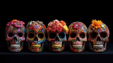 Fiesta of Flora: Vibrant Floral Sugar Skulls for Dia de los Muertos Celebration