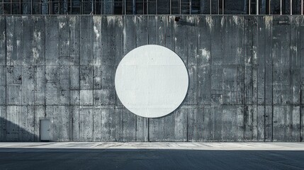 Wall Mural - A Large White Circle on a Weathered Metal Wall