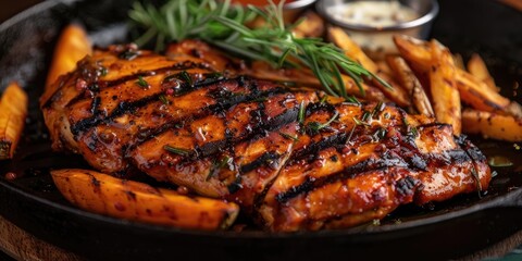 Canvas Print - Iron Plate Chicken Steak Image